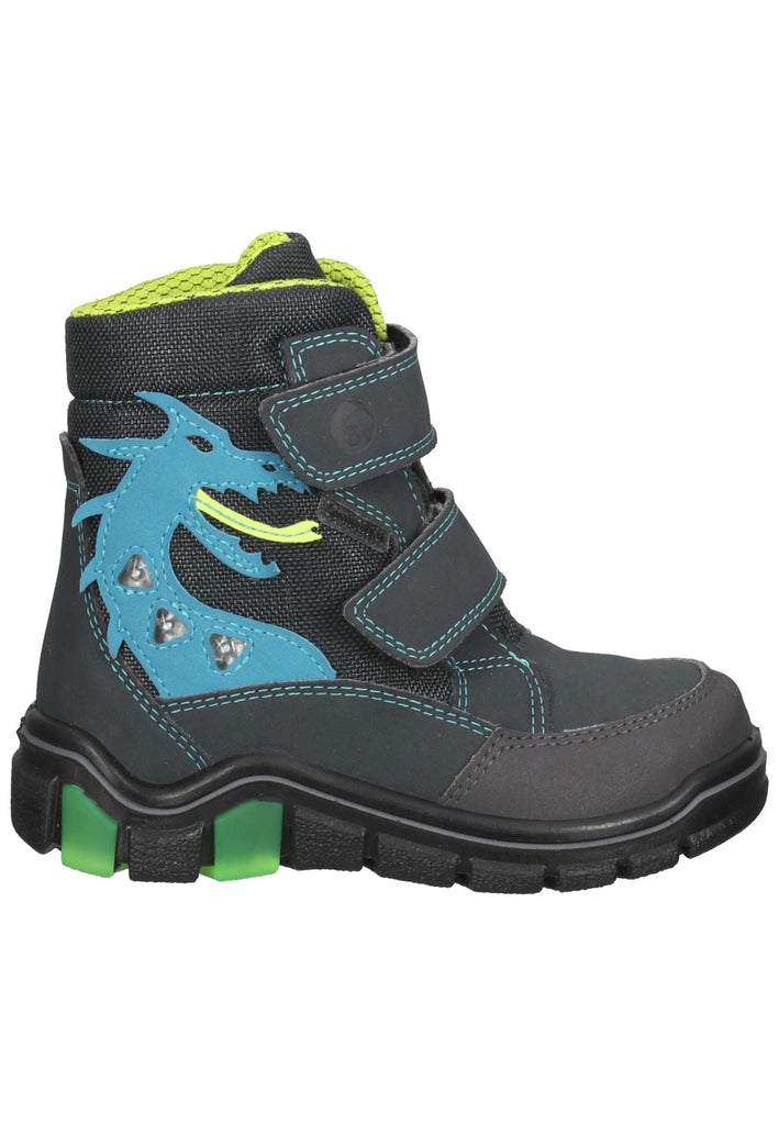 Ricosta Stiefel Lederimitat/Textil Schwarz/Blau Warmfutter