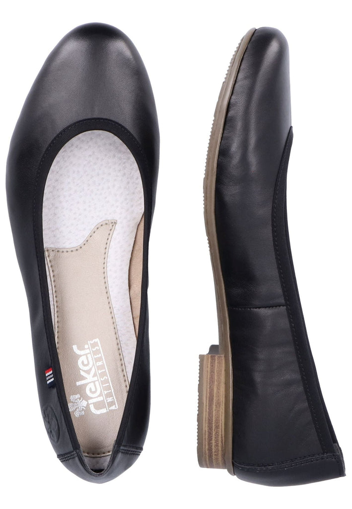 Rieker Ballerinas Glattleder Schwarz