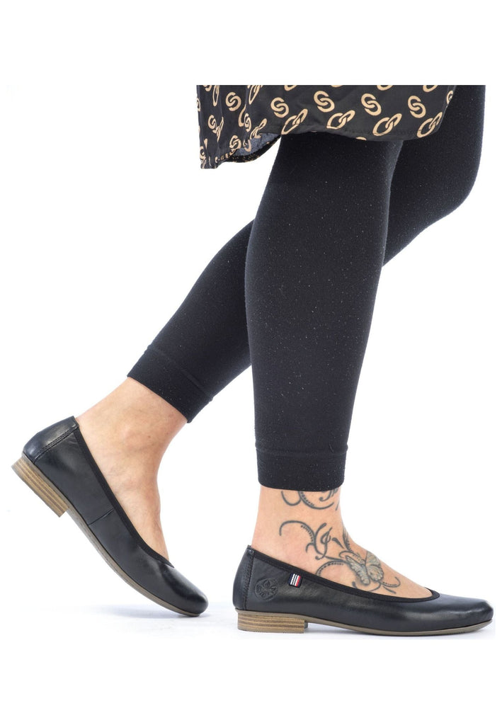Rieker Ballerinas Glattleder Schwarz