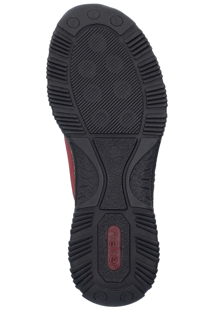 Rieker Halbschuhe Lederimitat Rot/Schwarz