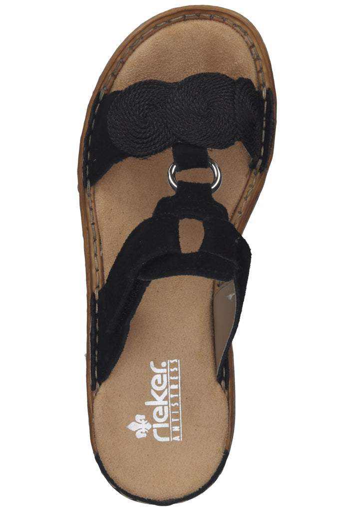 Rieker Pantoletten Leder Schwarz