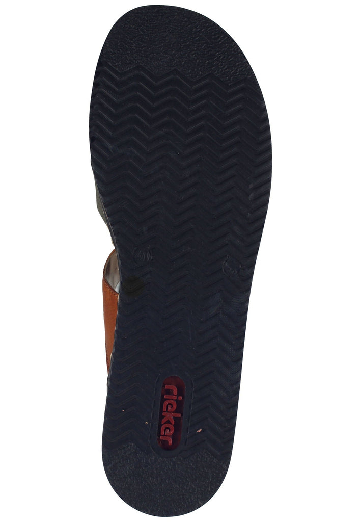 Rieker Pantoletten Leder/Synthetik Grün/Braun