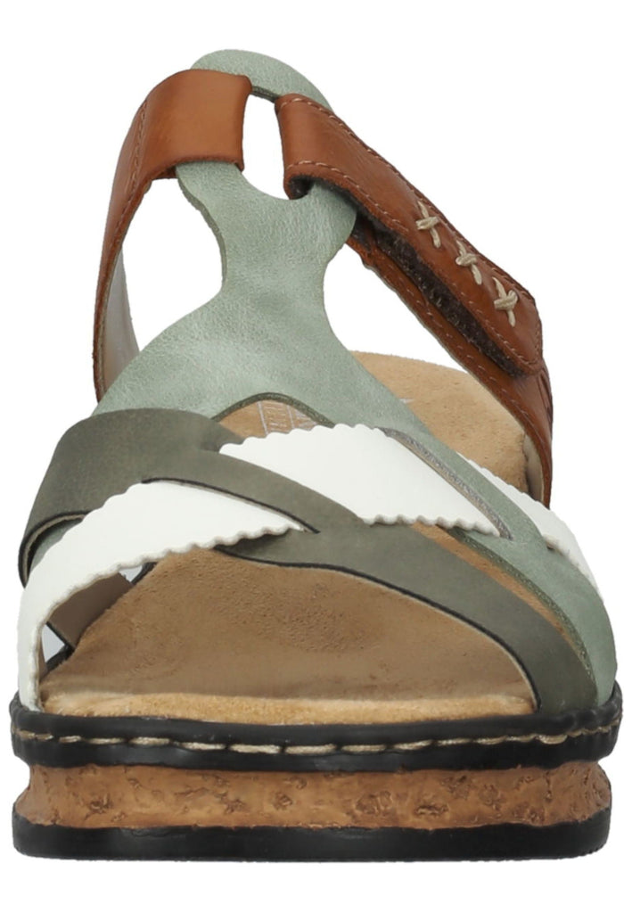 Rieker Pantoletten Leder/Synthetik Grün/Braun