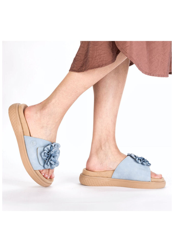 Rieker Pantoletten Lederimitat Aqua