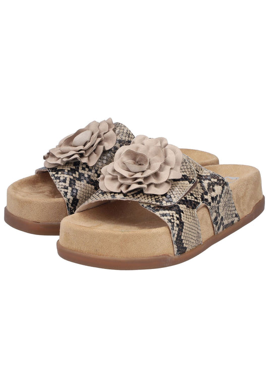 Rieker Pantoletten Lederimitat Beige