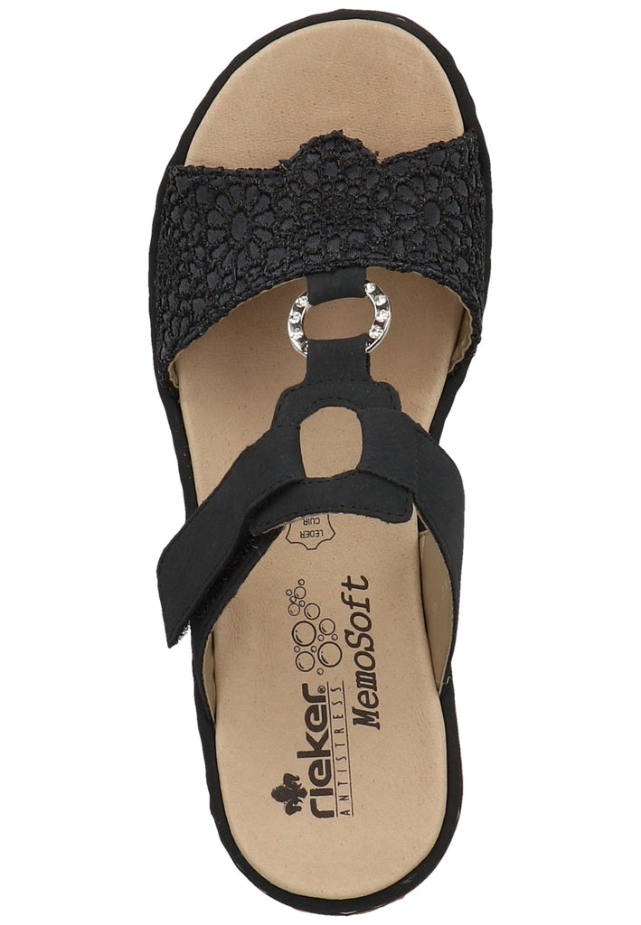 Rieker Pantoletten Lederimitat Pazifik