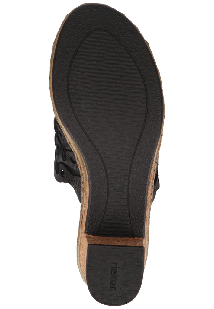 Rieker Pantoletten Lederimitat Schwarz