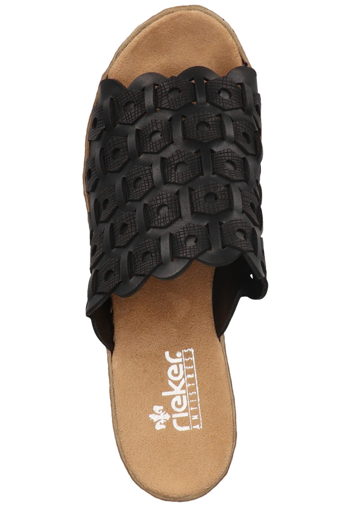 Rieker Pantoletten Lederimitat Schwarz