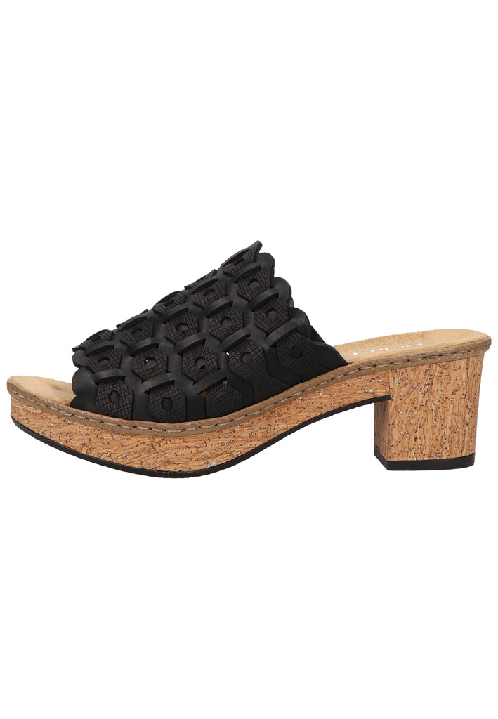 Rieker Pantoletten Lederimitat Schwarz