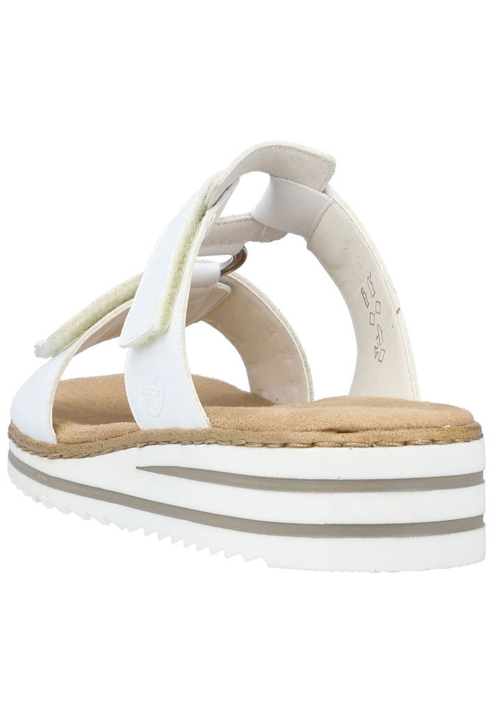 Rieker Pantoletten Lederimitat Weiß/Gold