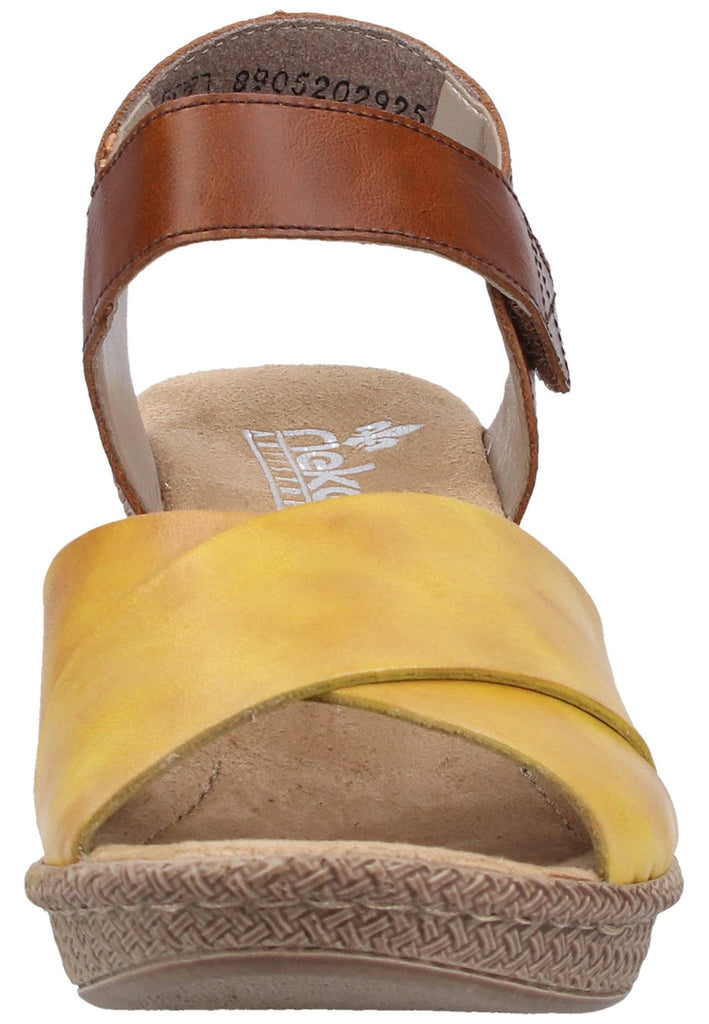 Rieker Sandalen Glattleder Gelb/Braun