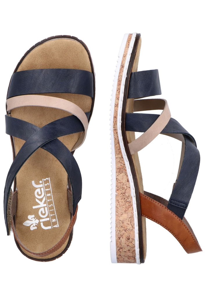 Rieker Sandalen Lederimitat Blau/Beige
