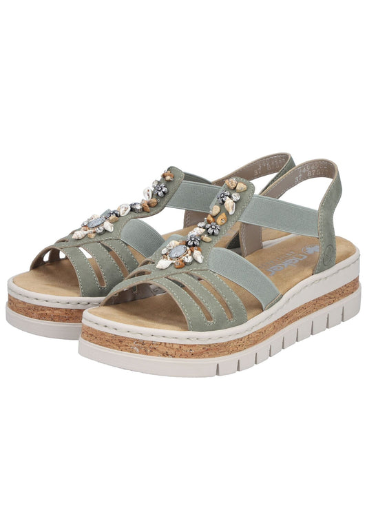 Rieker Sandalen Lederimitat Grün