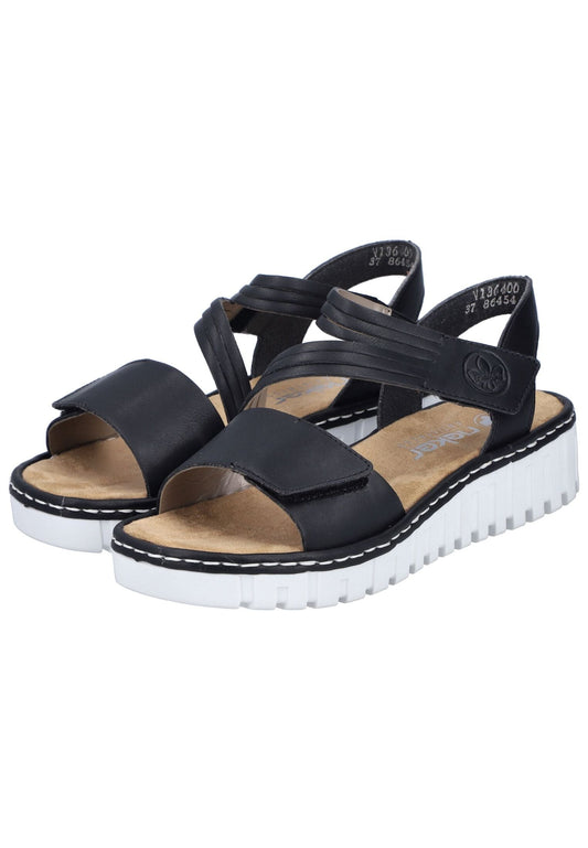 Rieker Sandalen Lederimitat Schwarz