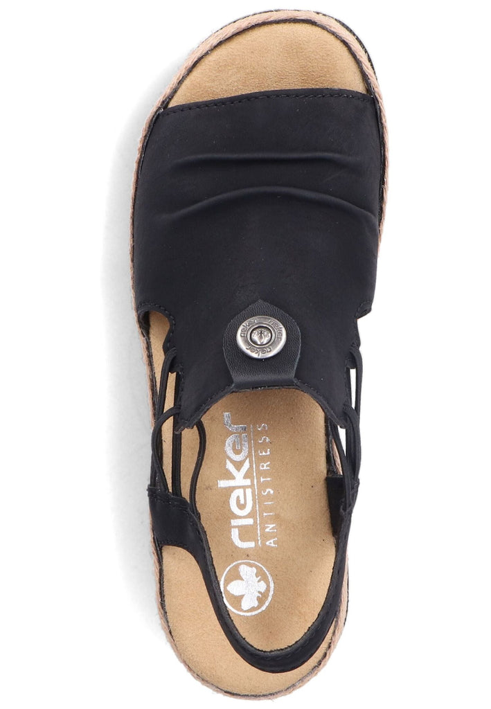 Rieker Sandalen Lederimitat Schwarz