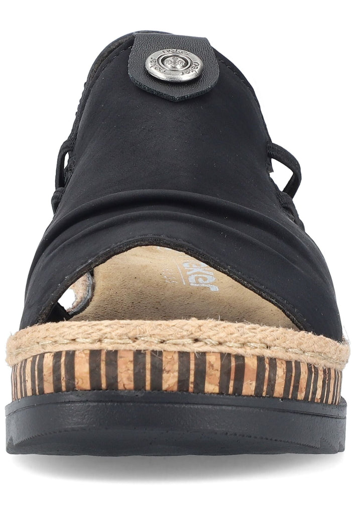 Rieker Sandalen Lederimitat Schwarz