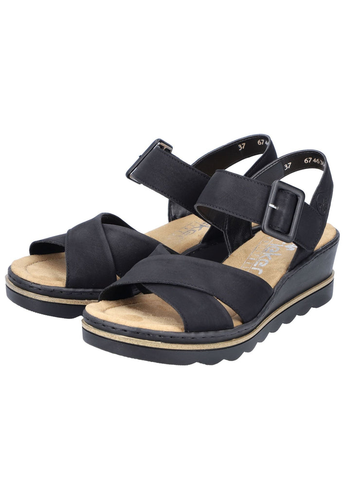 Rieker Sandalen Lederimitat Schwarz