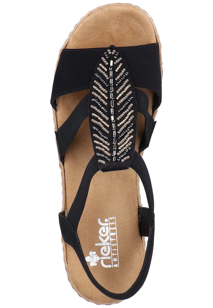 Rieker Sandalen Lederimitat Schwarz