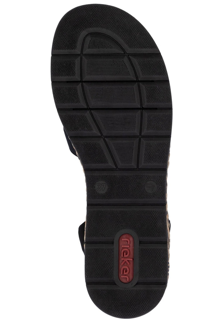 Rieker Sandalen Lederimitat Schwarz Kombi