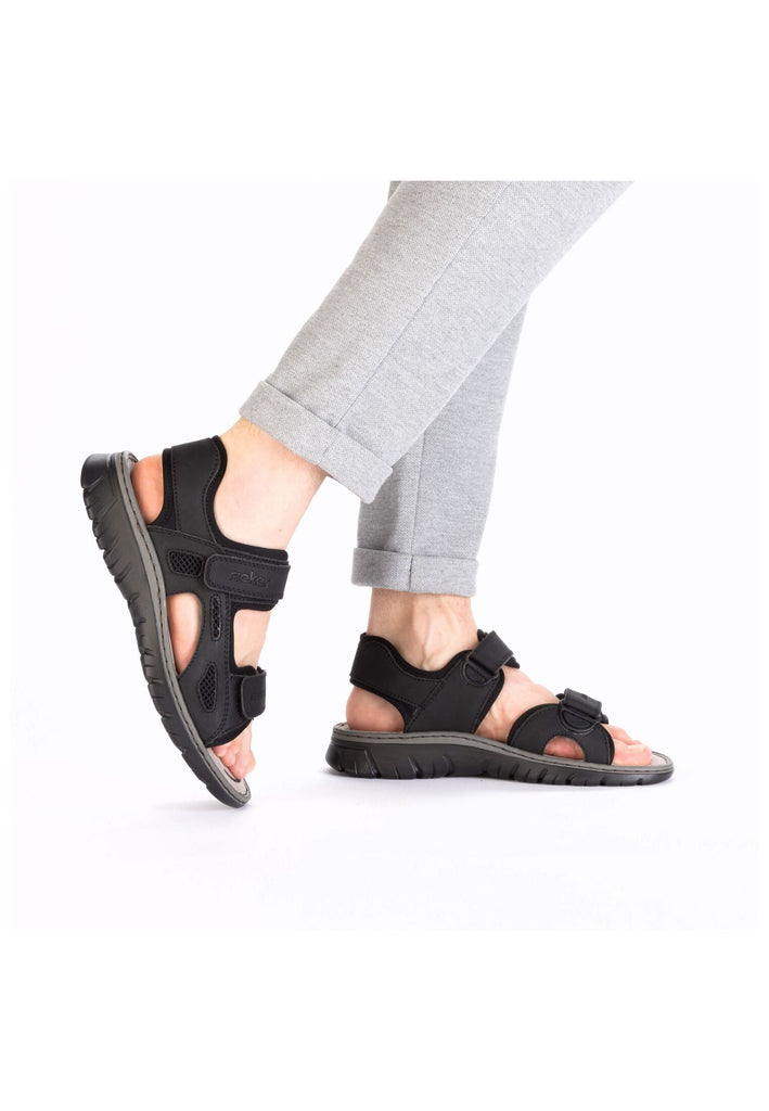 Rieker Sandalen Lederimitat Schwarz/Schwarz