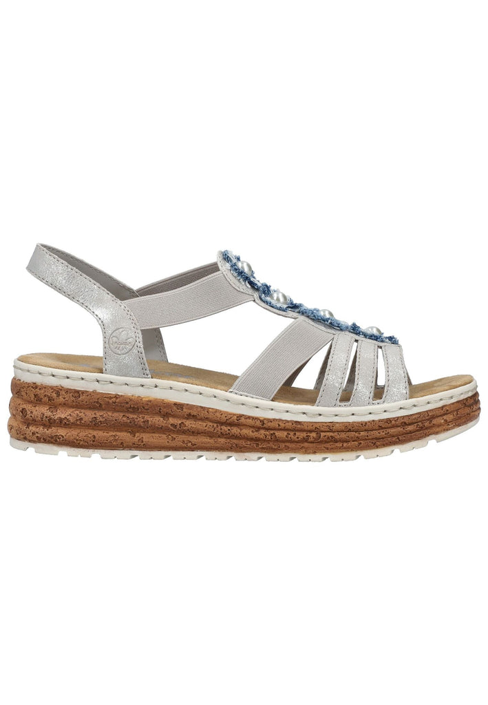 Rieker Sandalen Lederimitat Silber/Blau