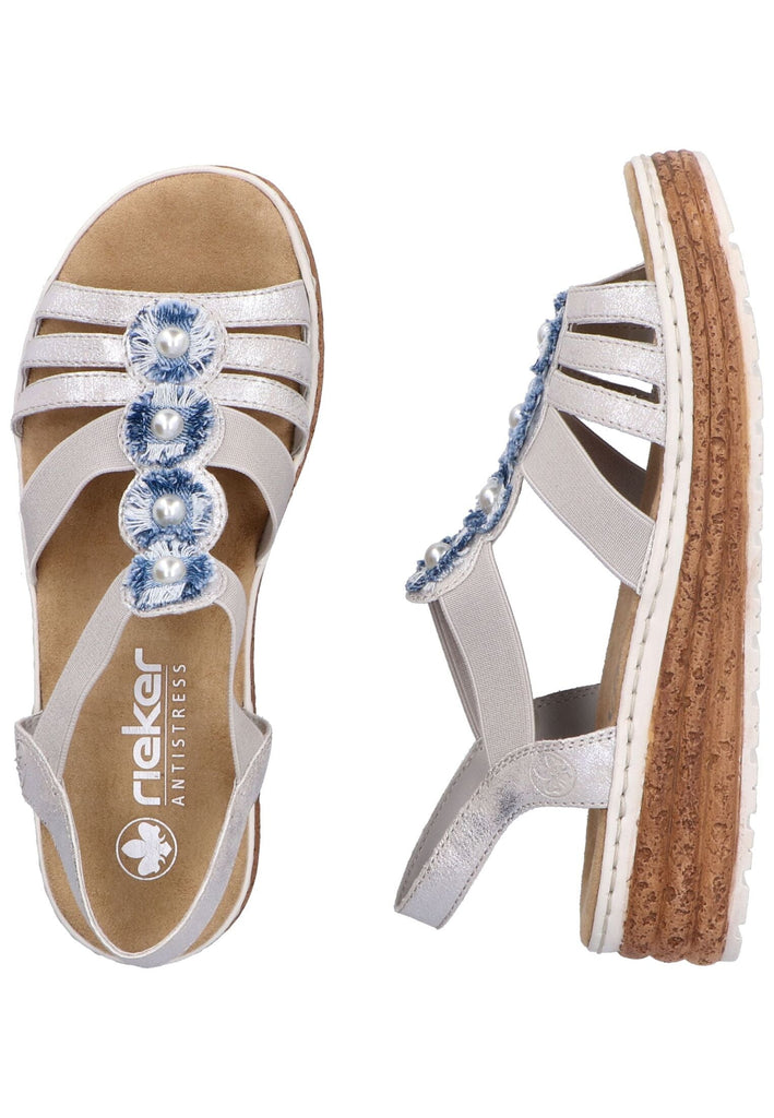 Rieker Sandalen Lederimitat Silber/Blau