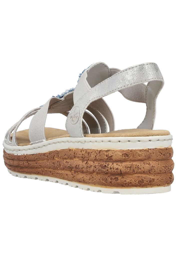 Rieker Sandalen Lederimitat Silber/Blau