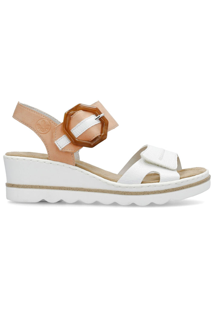 Rieker Sandalen Lederimitat Weiß/Orange