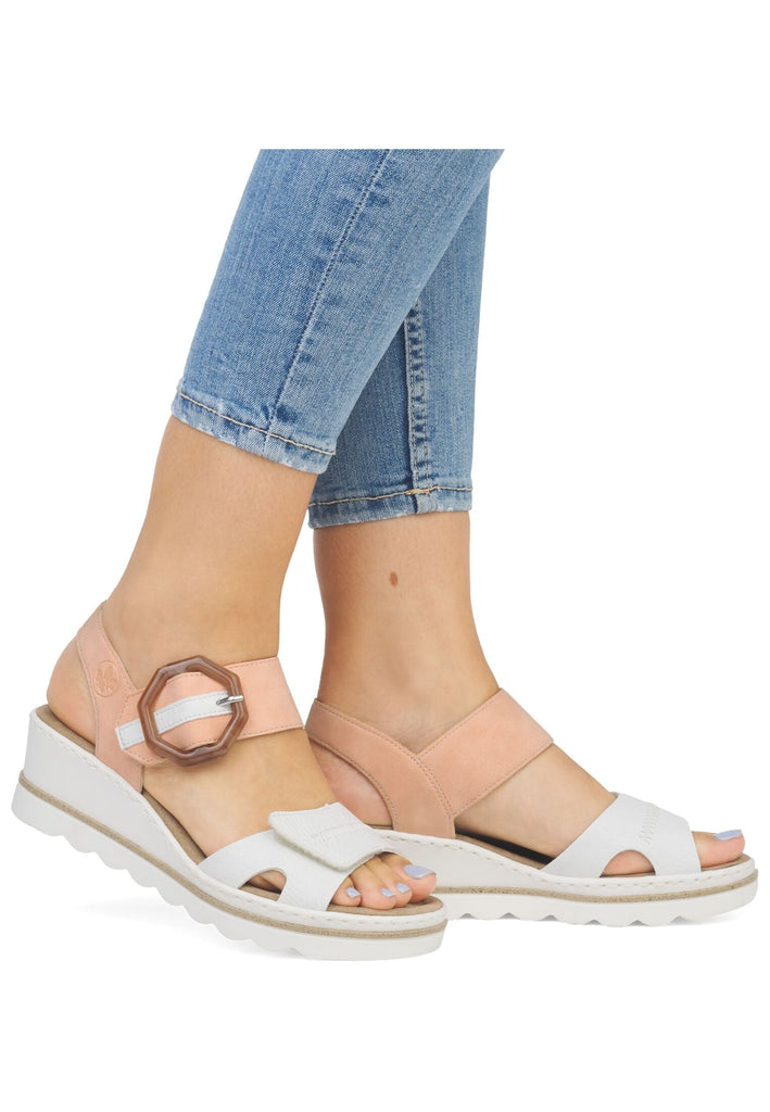 Rieker Sandalen Lederimitat Weiß/Orange