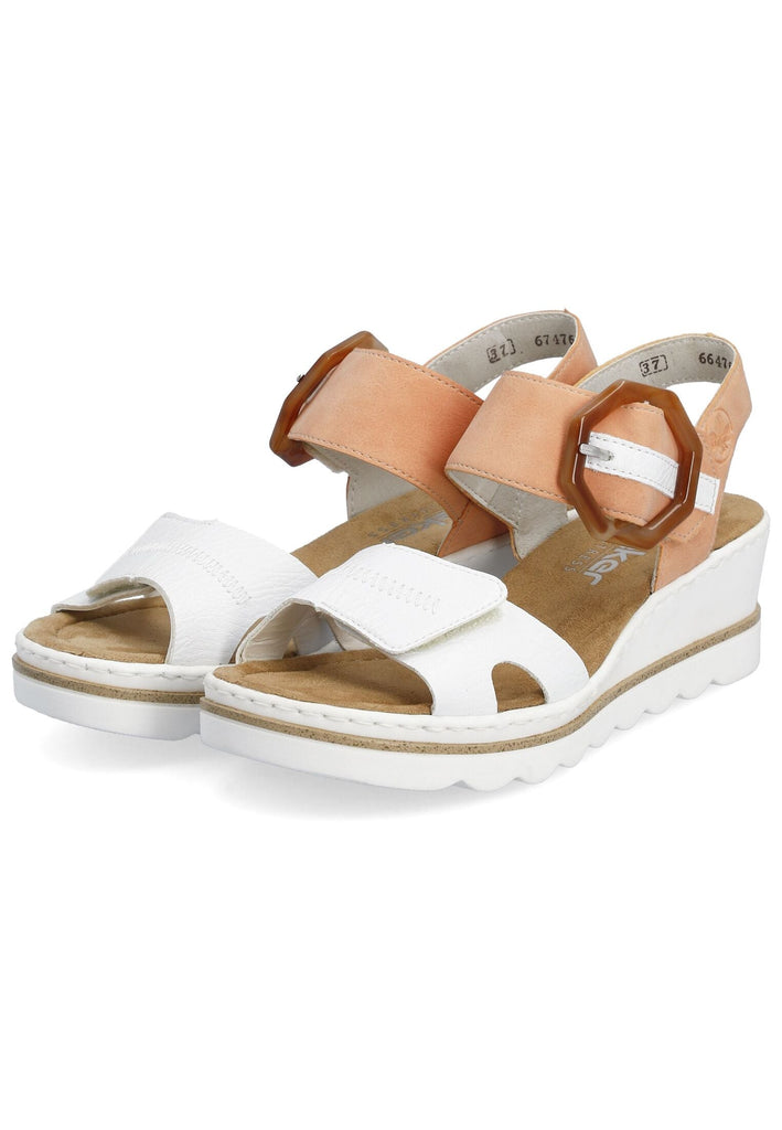Rieker Sandalen Lederimitat Weiß/Orange