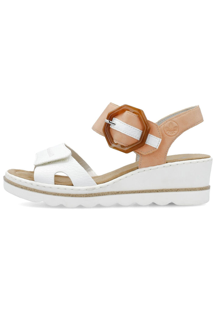 Rieker Sandalen Lederimitat Weiß/Orange