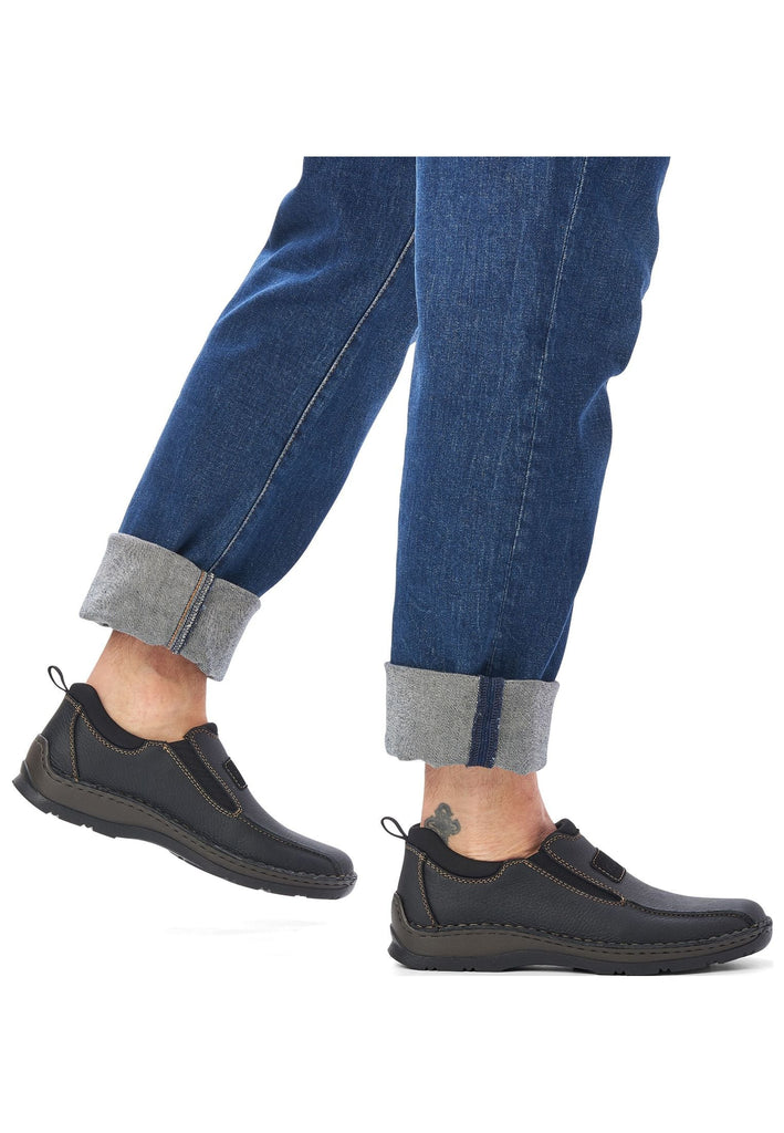 Rieker Slipper Leder Schwarz