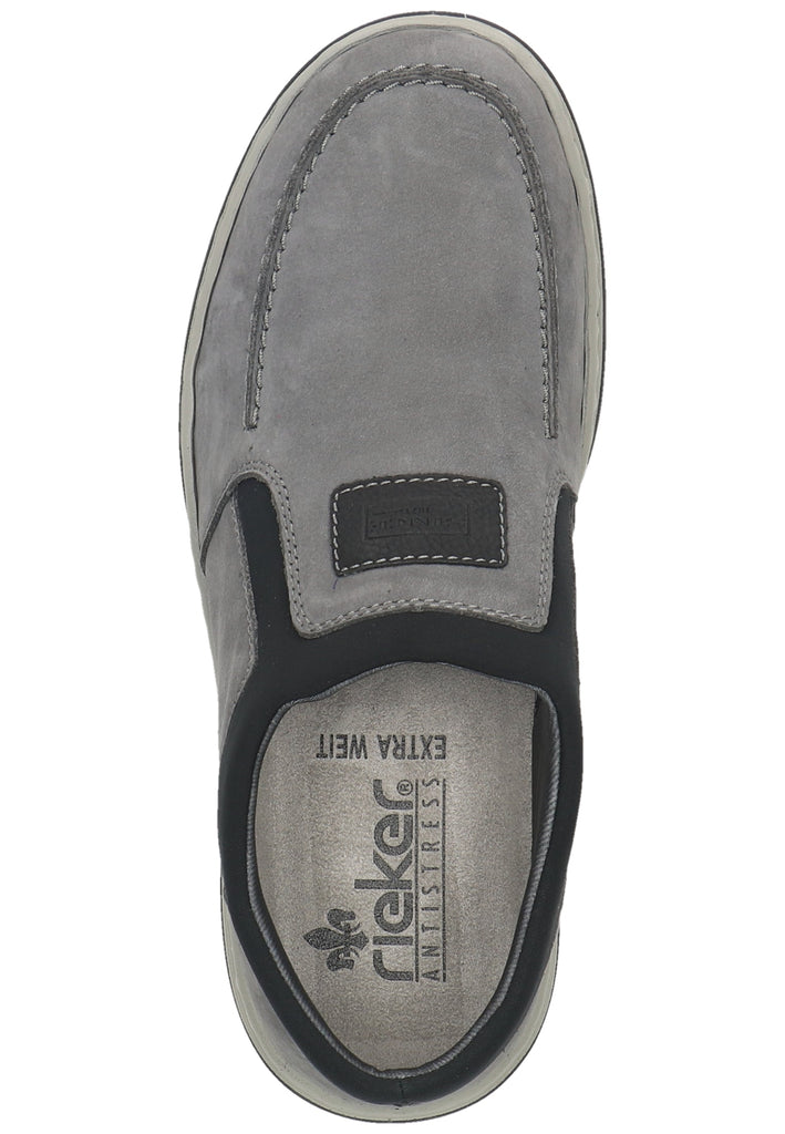Rieker Slipper Leder/Synthetik Grau/Schwarz