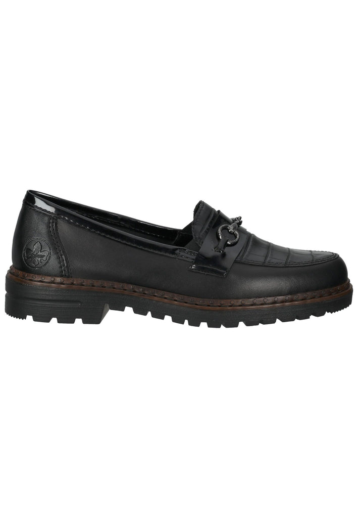 Rieker Slipper Leder/Synthetik Schwarz