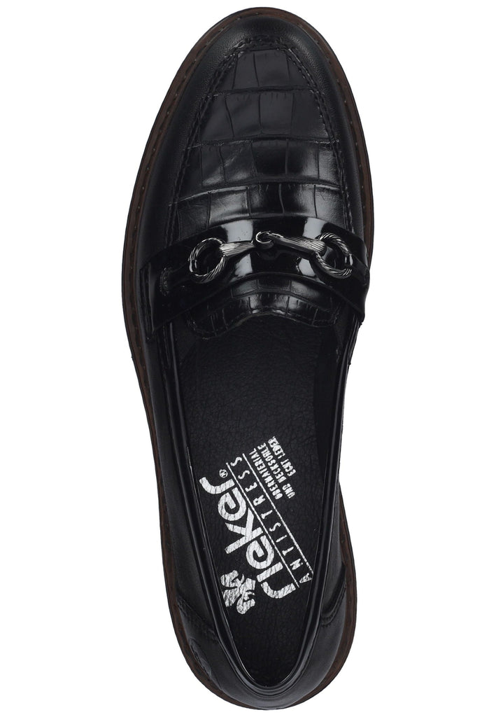 Rieker Slipper Leder/Synthetik Schwarz