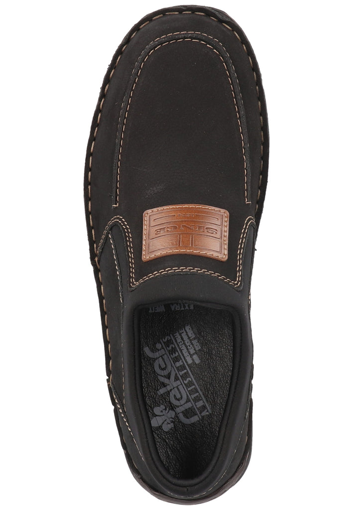 Rieker Slipper Leder/Textil Schwarz/Blau
