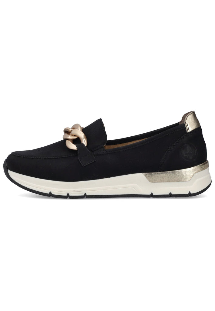 Slipper Rieker Slipper Lederimitat Schwarz/Gold