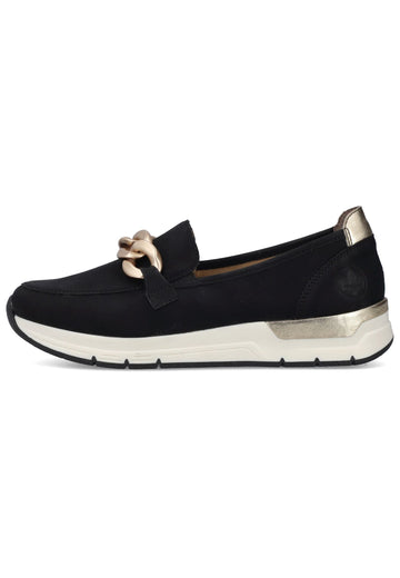 Slipper Rieker Slipper Lederimitat Schwarz/Gold