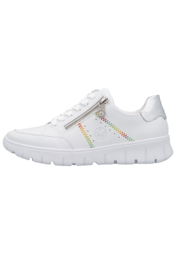 Rieker Sneaker Glattleder Weiß/Silber