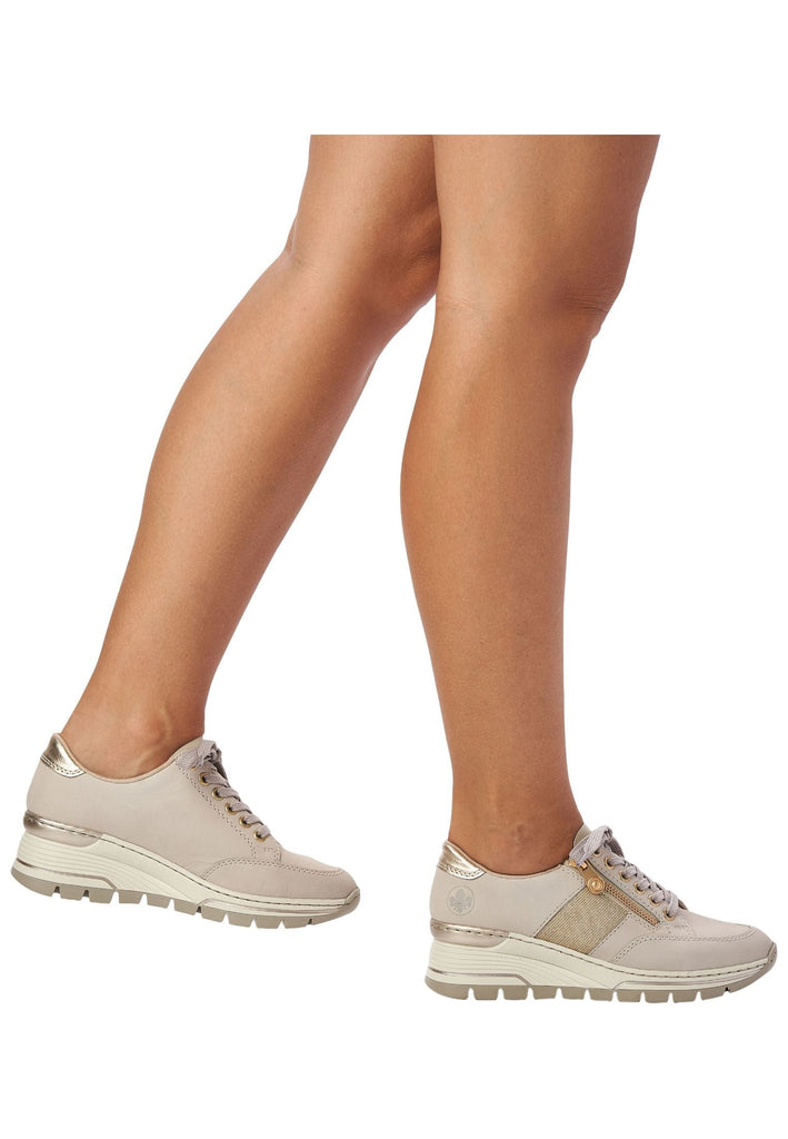 Rieker Sneaker Leder/Synthetik Beige/Gold