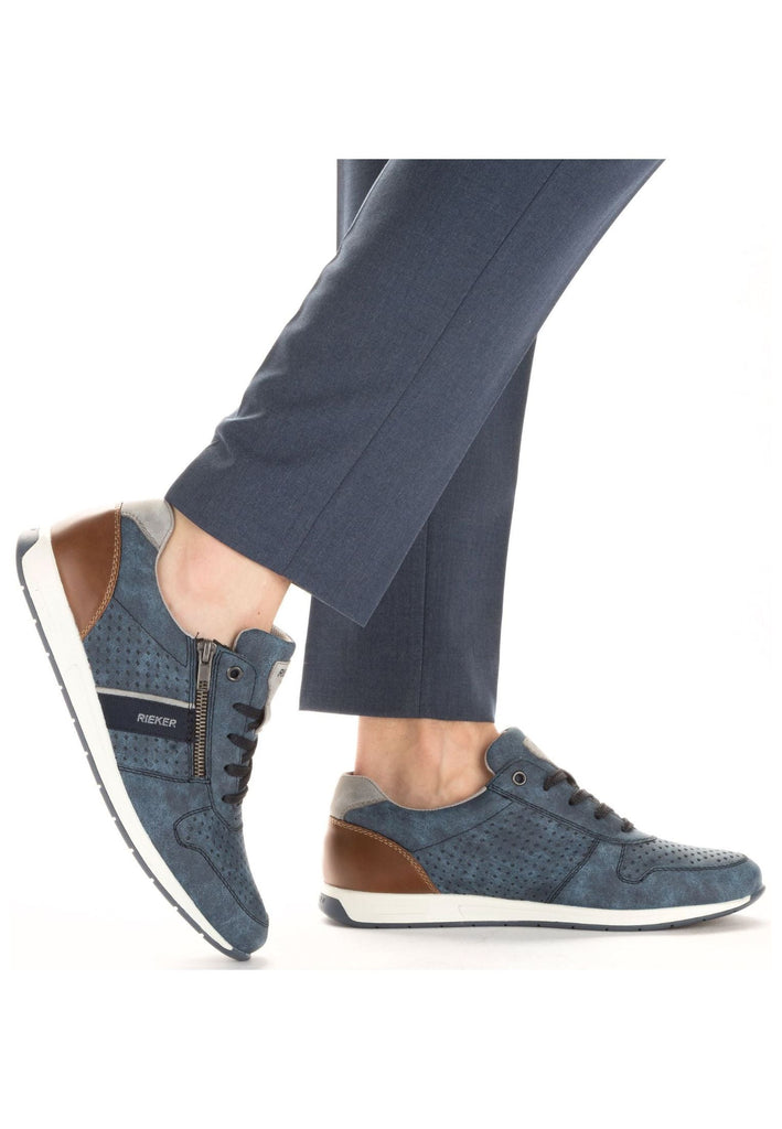 Rieker Sneaker Lederimitat Blau/Braun