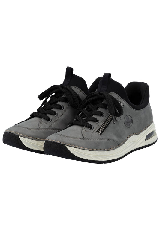 Rieker Sneaker Lederimitat Grau/Schwarz