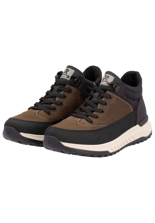 Rieker Sneaker Lederimitat Schwarz/Braun