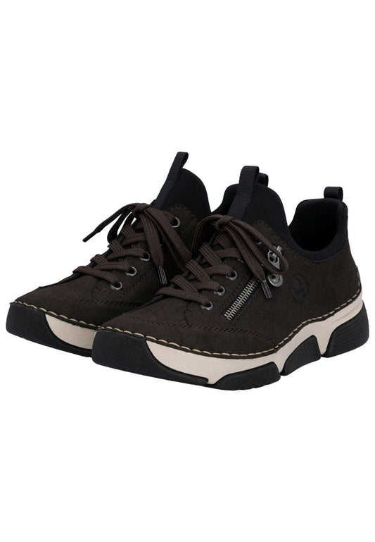 Rieker Sneaker Lederimitat Schwarz/Braun