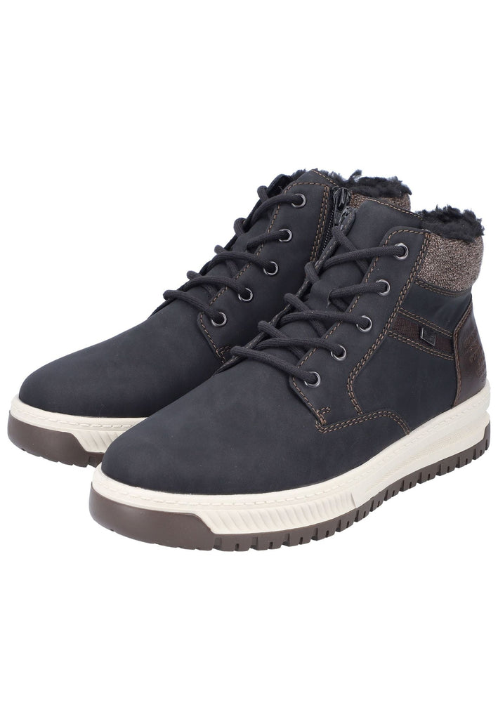 Rieker Sneaker Lederimitat Schwarz/Braun Warmfutter