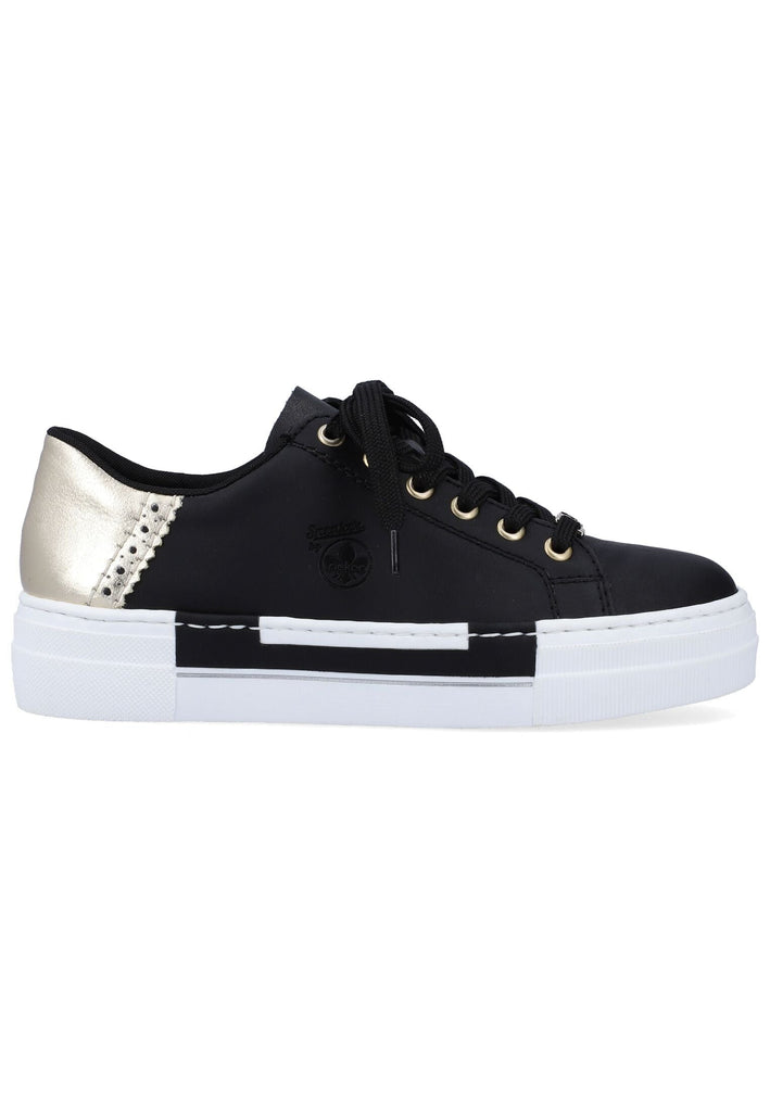 Rieker Sneaker Lederimitat Schwarz/Gold