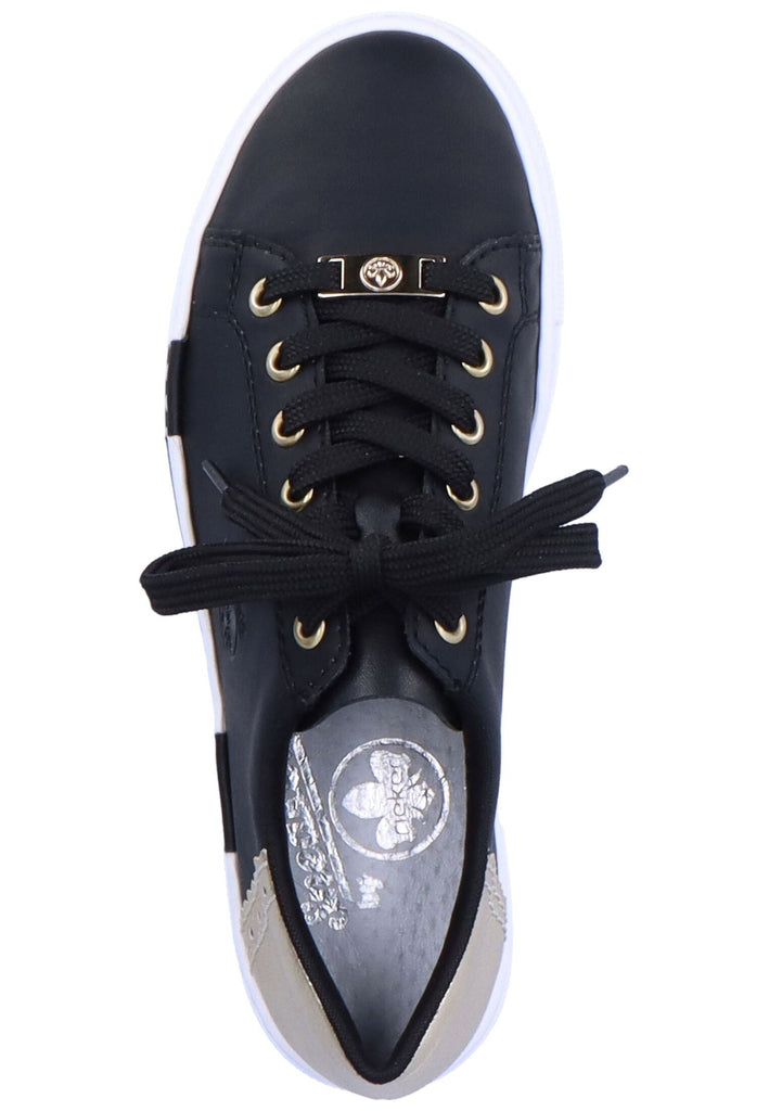 Rieker Sneaker Lederimitat Schwarz/Gold