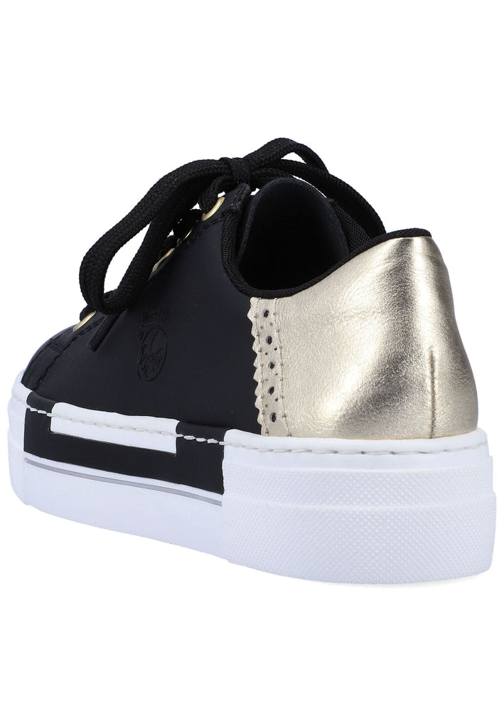 Rieker Sneaker Lederimitat Schwarz/Gold