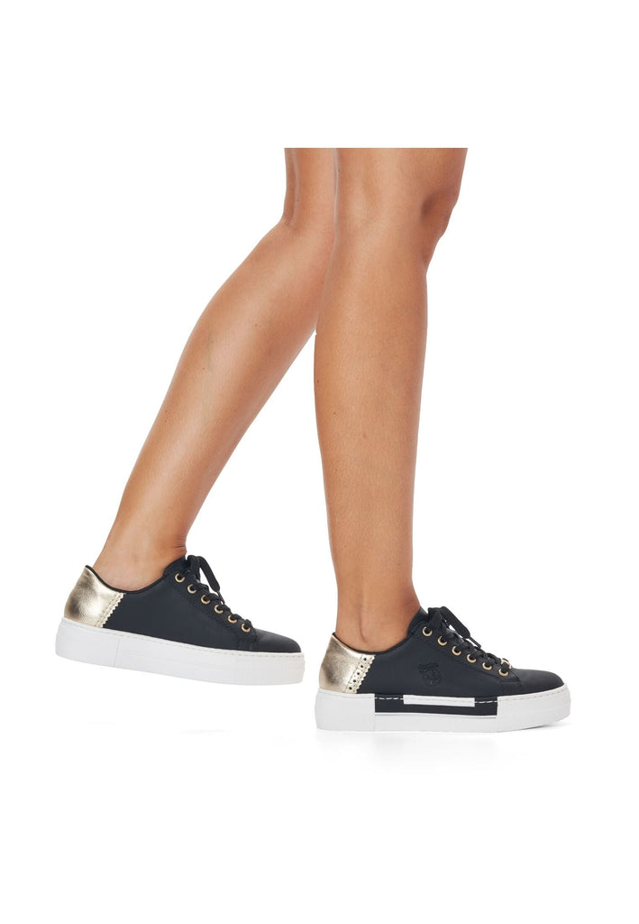 Rieker Sneaker Lederimitat Schwarz/Gold