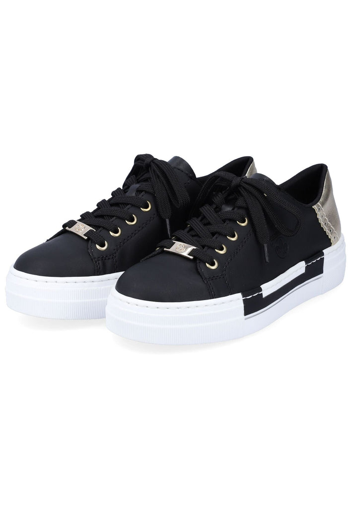 Rieker Sneaker Lederimitat Schwarz/Gold